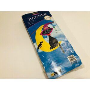 Vintage Halloween Witch Black Cat Banner - 28” x 40” Indoor / Outdoor Jetmax